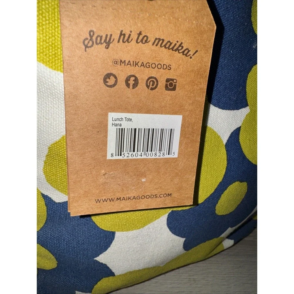 Maika Floral Canvas Tote Hana Blue & Green Lunch bag purse NWT - Picture 3 of 3